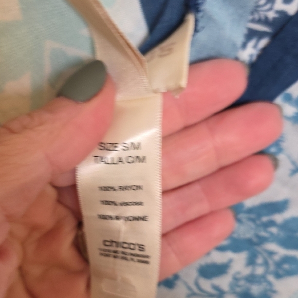 Chico's Blue and Aqua Patterned Tunic - Picture 3 of 5